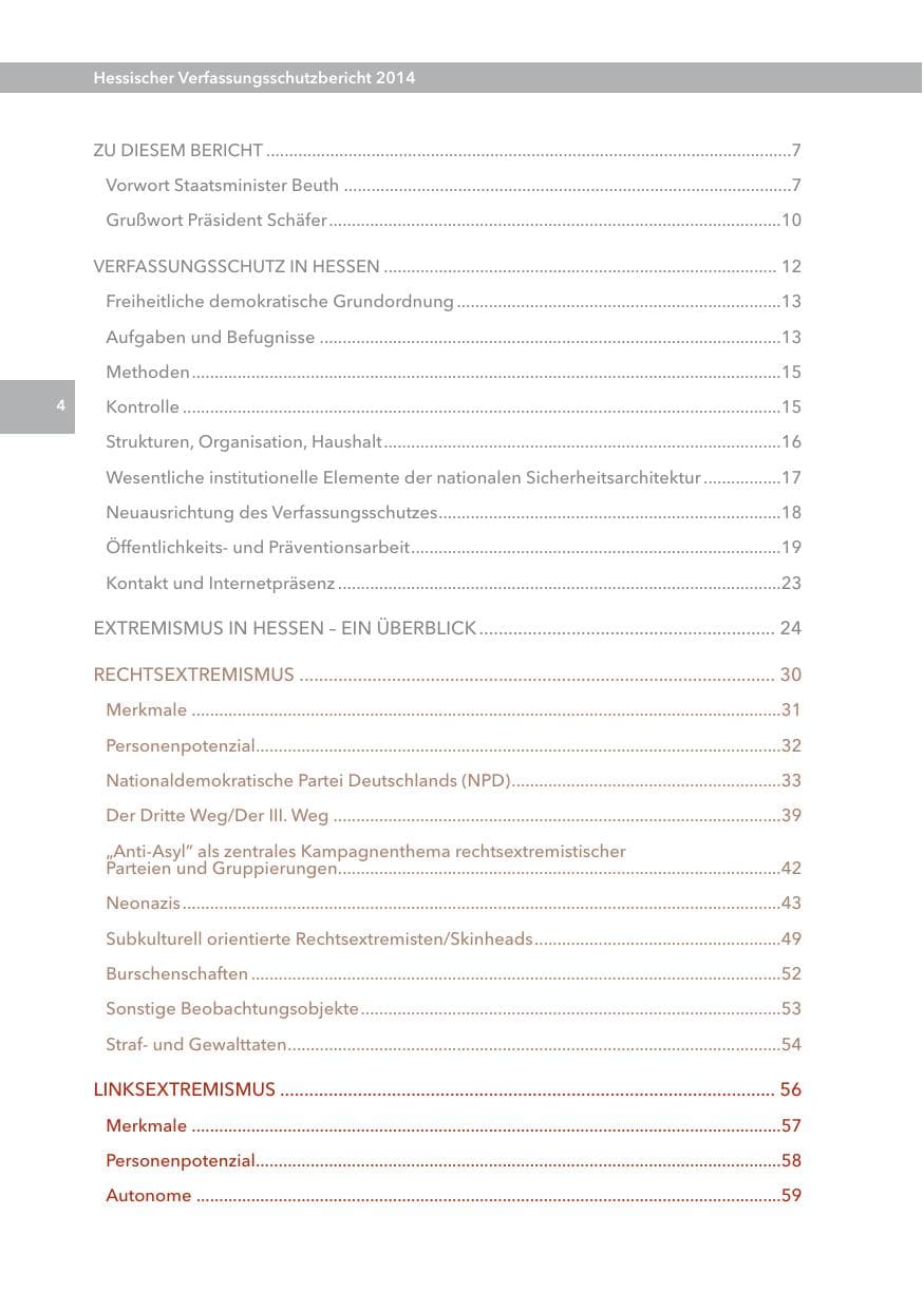 Seite 3 des Verfassungsschutzbericht 2014 Hessen