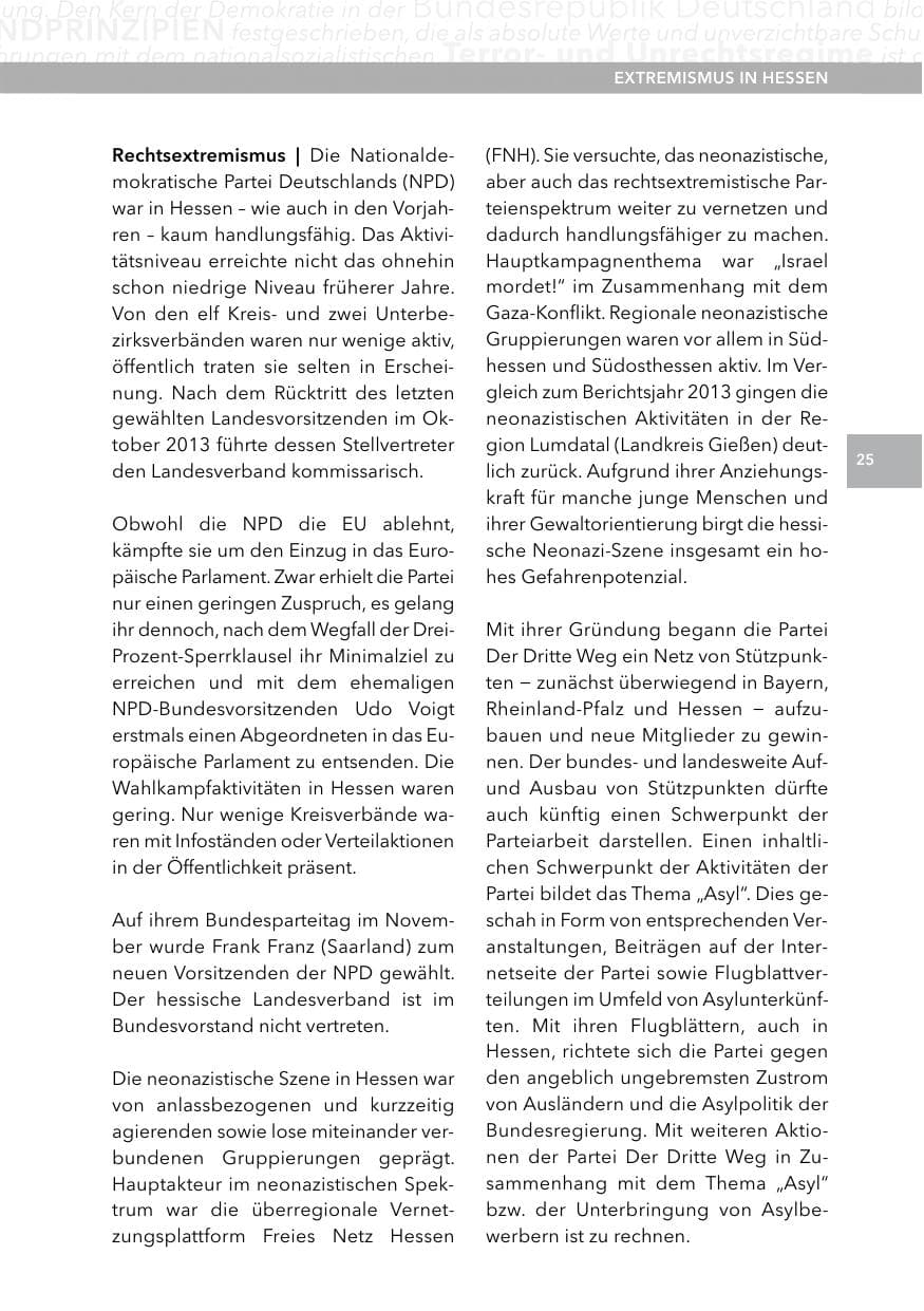 Seite 24 des Verfassungsschutzbericht 2014 Hessen