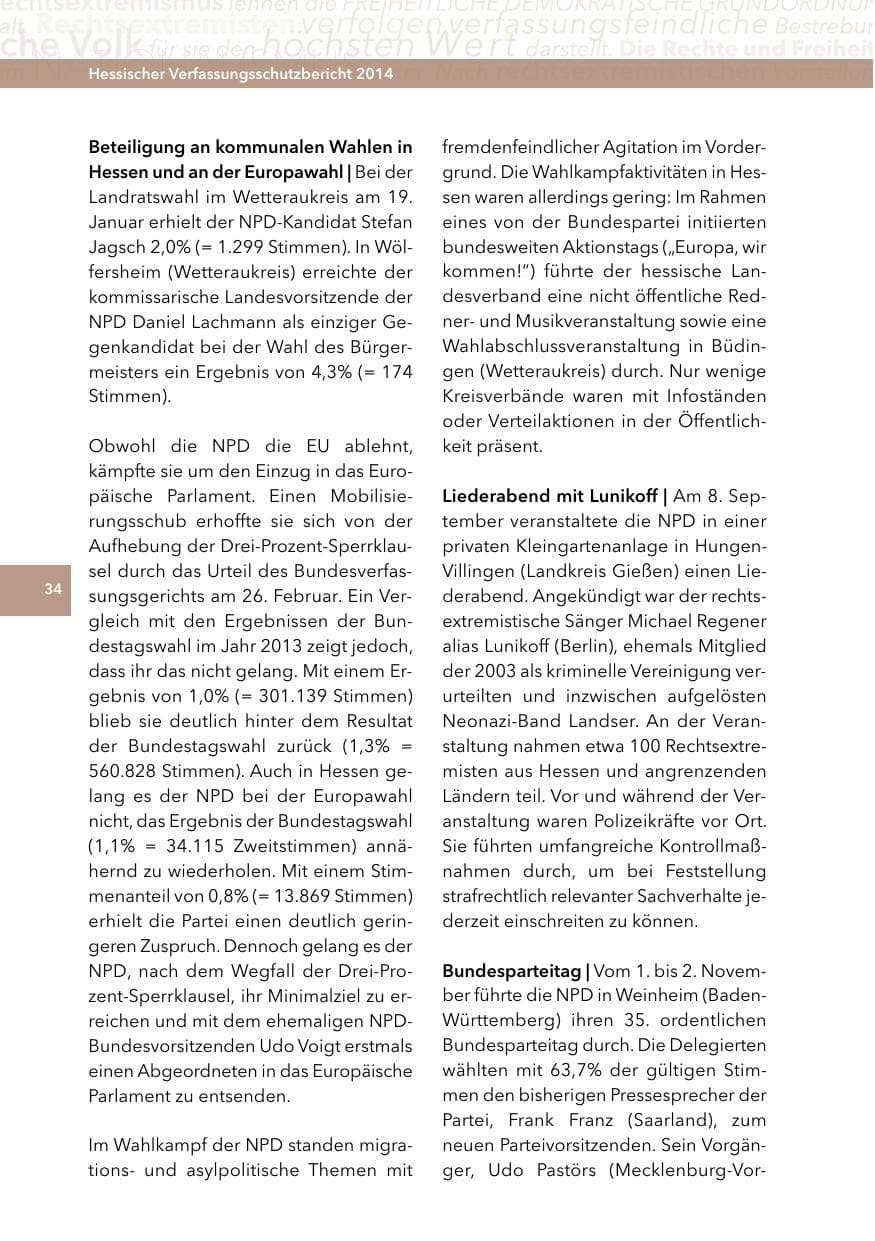 Seite 33 des Verfassungsschutzbericht 2014 Hessen
