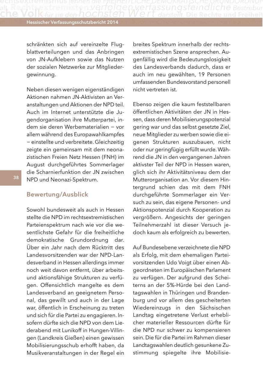 Seite 37 des Verfassungsschutzbericht 2014 Hessen