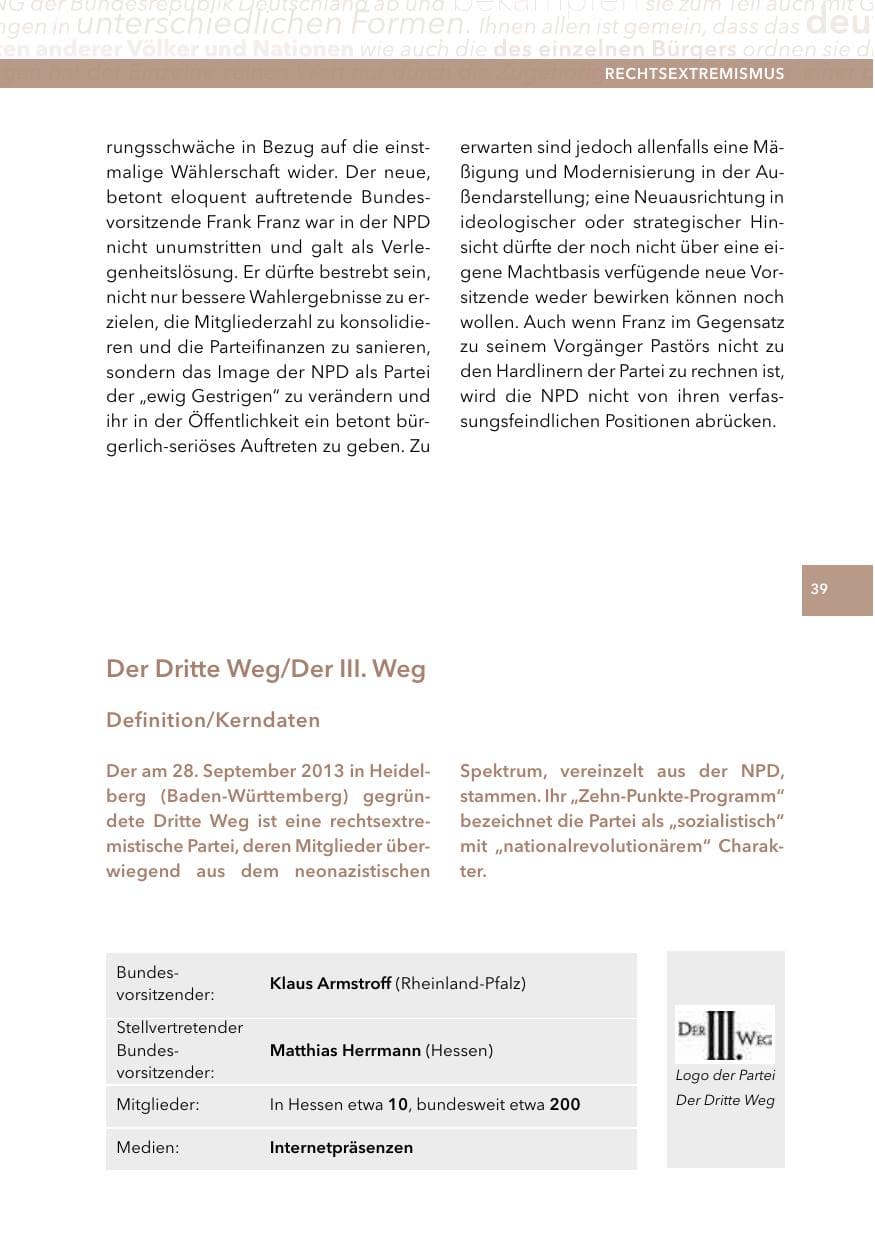 Seite 38 des Verfassungsschutzbericht 2014 Hessen