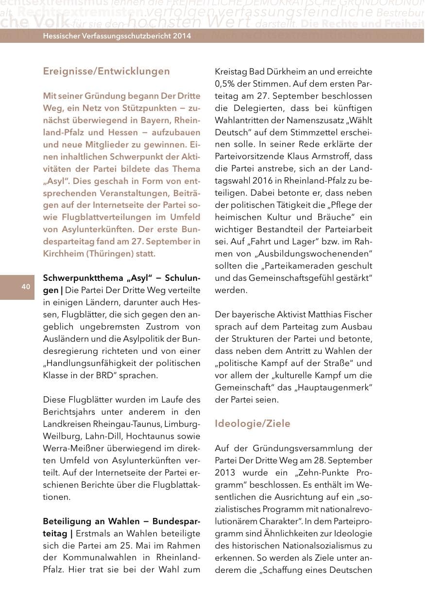 Seite 39 des Verfassungsschutzbericht 2014 Hessen