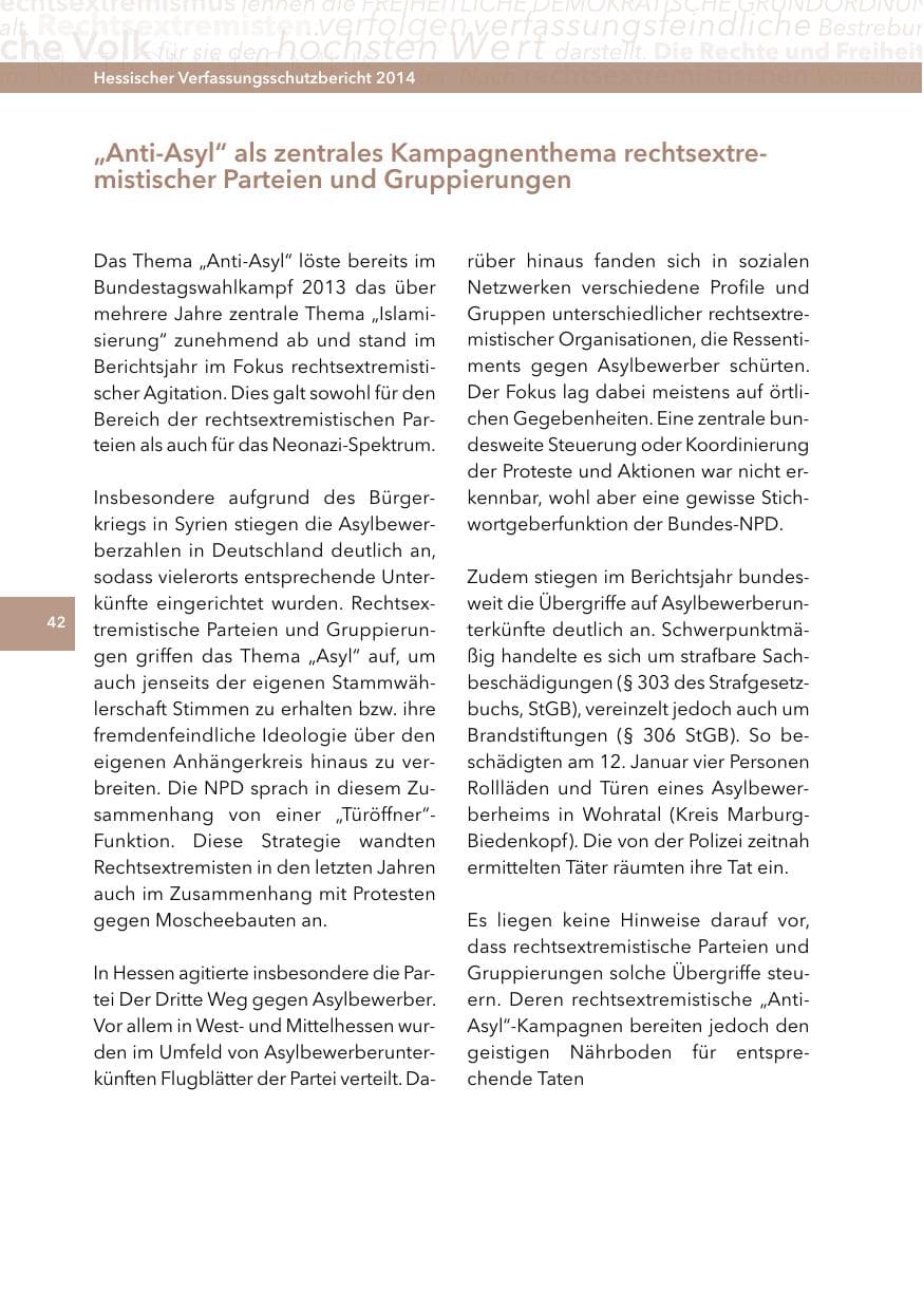 Seite 41 des Verfassungsschutzbericht 2014 Hessen