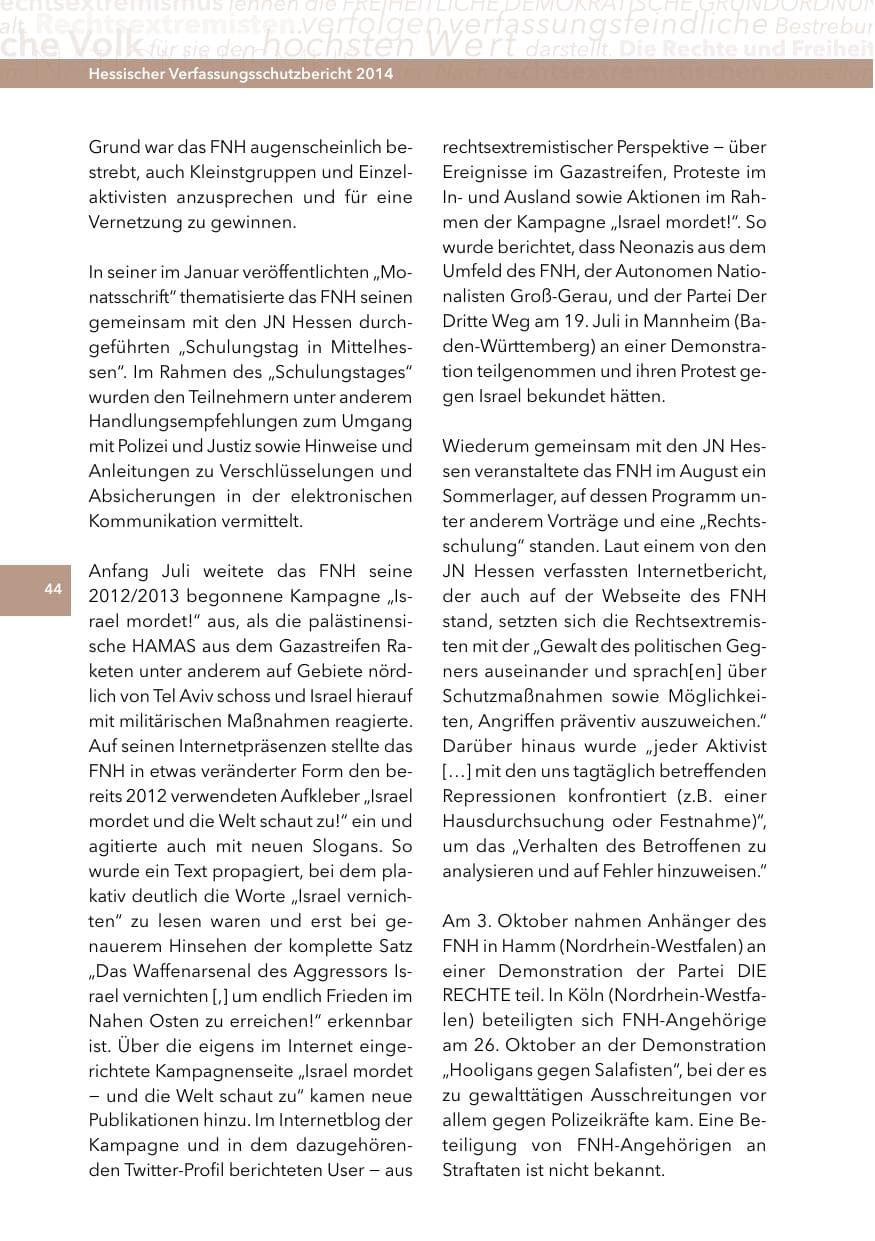 Seite 43 des Verfassungsschutzbericht 2014 Hessen