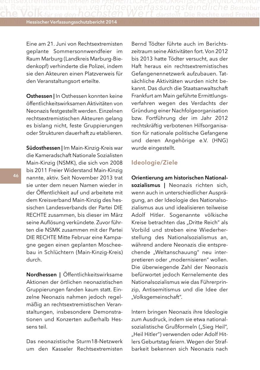 Seite 45 des Verfassungsschutzbericht 2014 Hessen