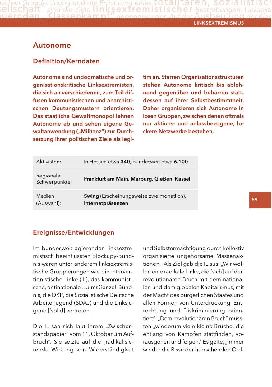 Seite 58 des Verfassungsschutzbericht 2014 Hessen