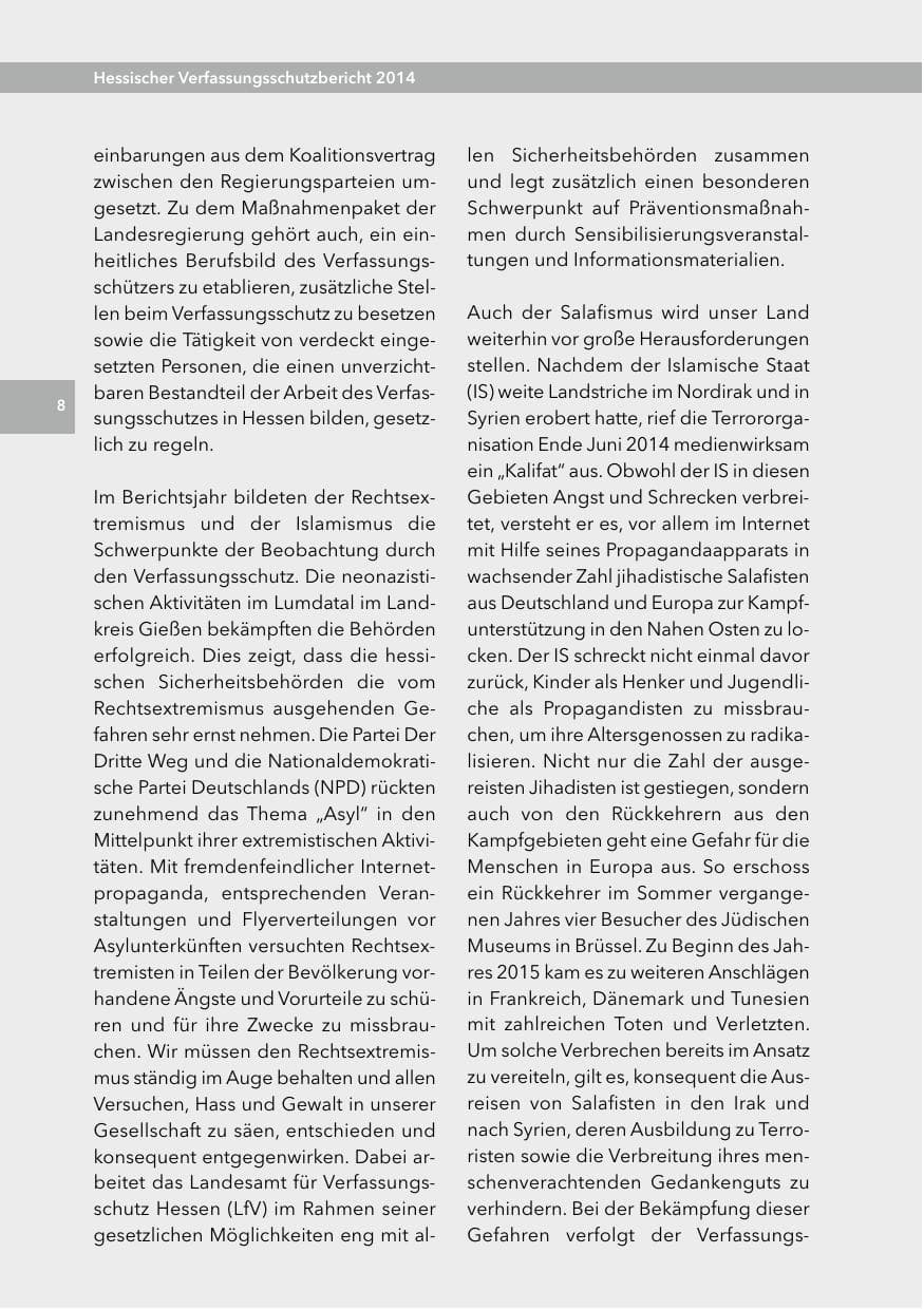 Seite 7 des Verfassungsschutzbericht 2014 Hessen