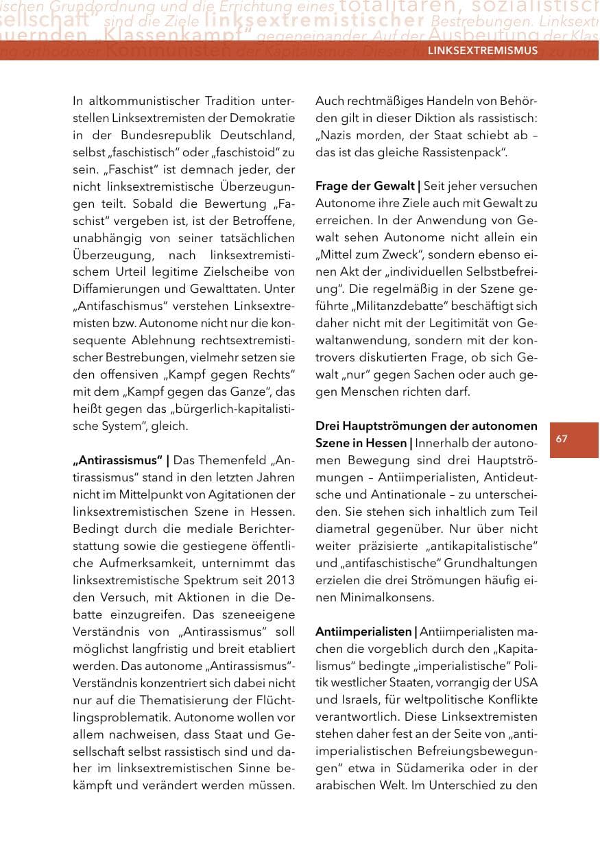 Seite 66 des Verfassungsschutzbericht 2014 Hessen