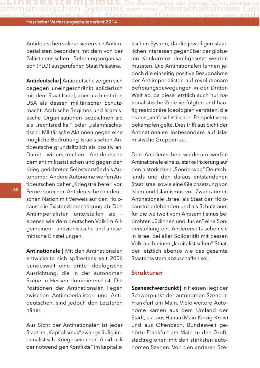 Seite 67 des Verfassungsschutzbericht 2014 Hessen