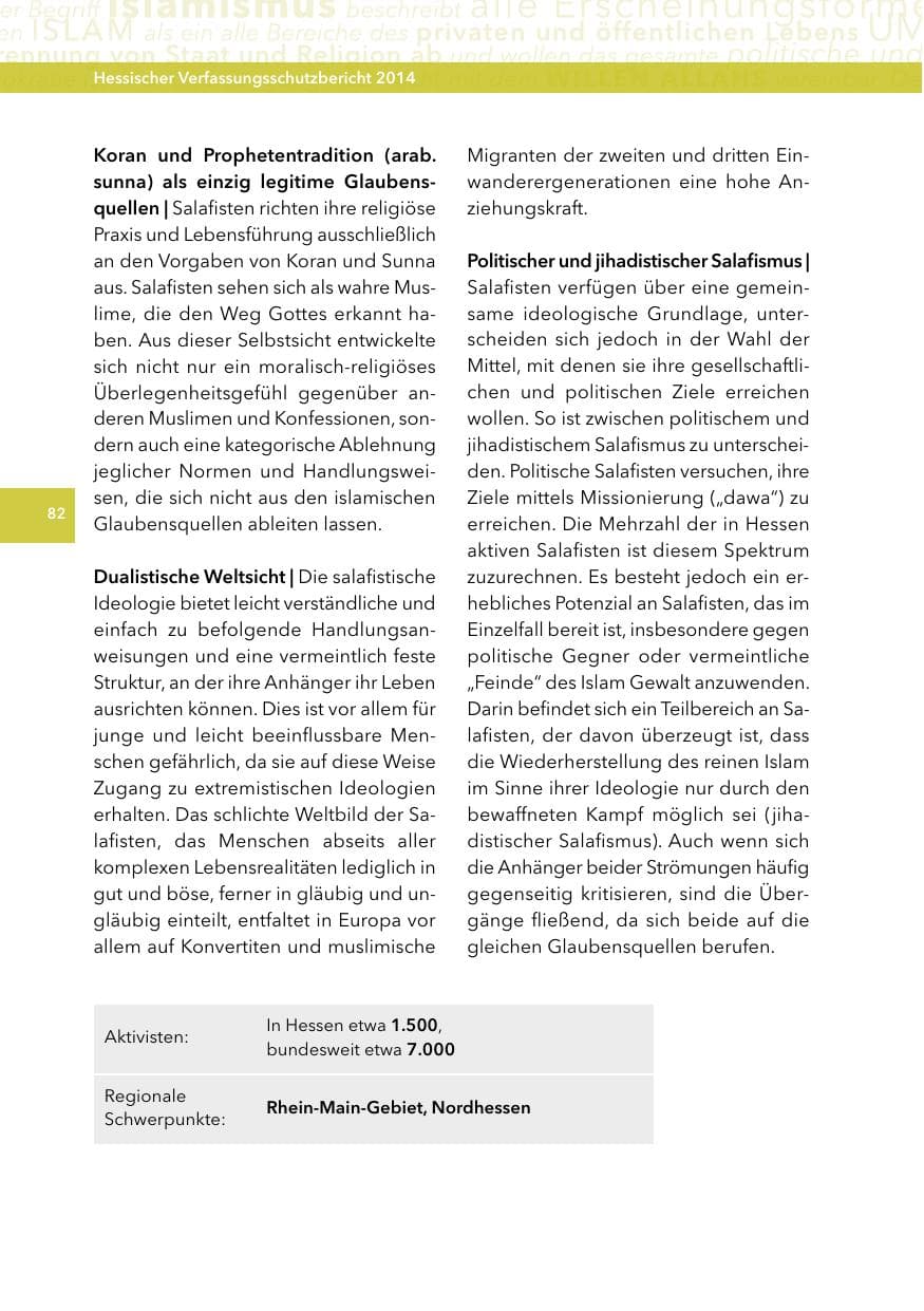 Seite 81 des Verfassungsschutzbericht 2014 Hessen
