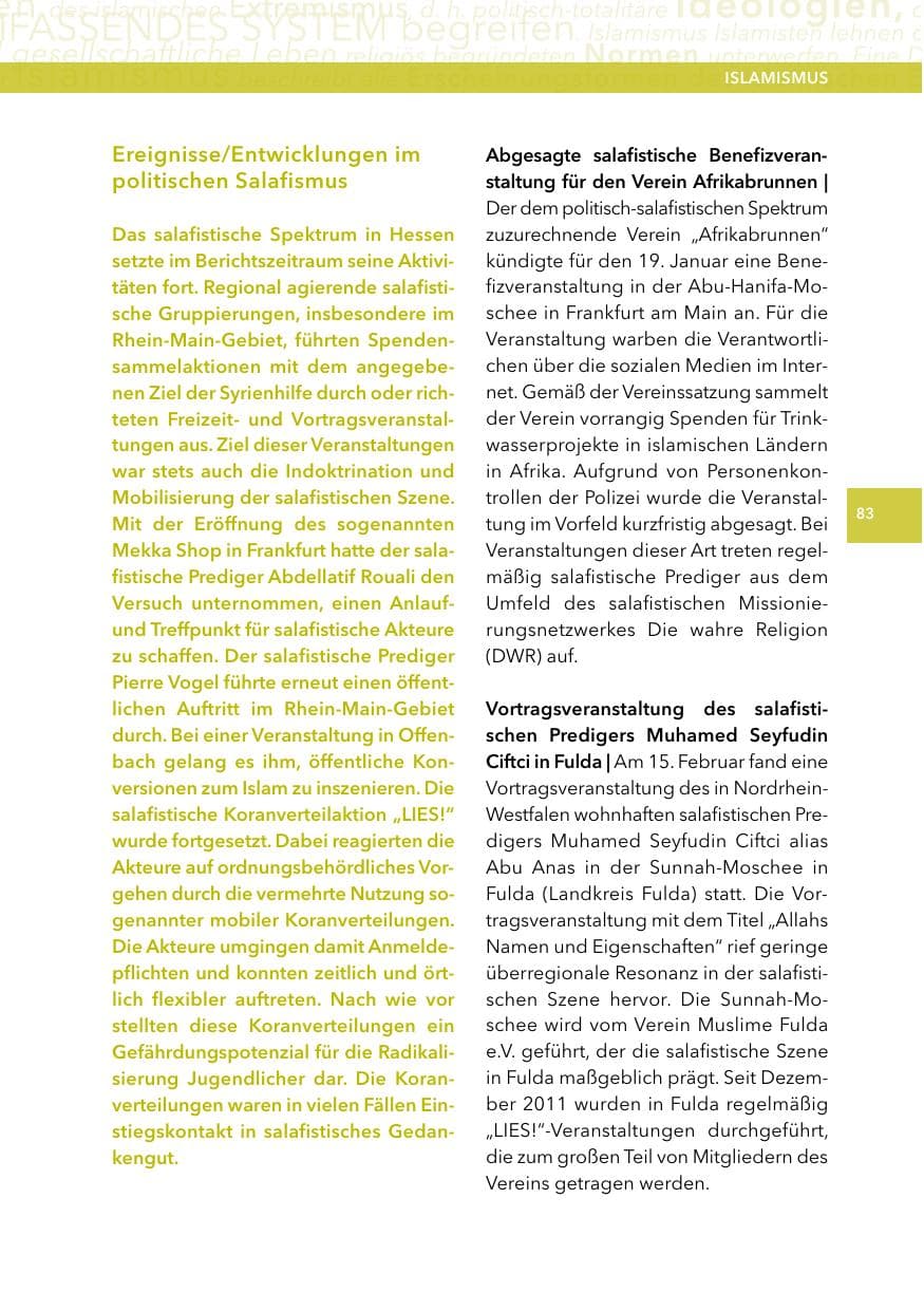 Seite 82 des Verfassungsschutzbericht 2014 Hessen