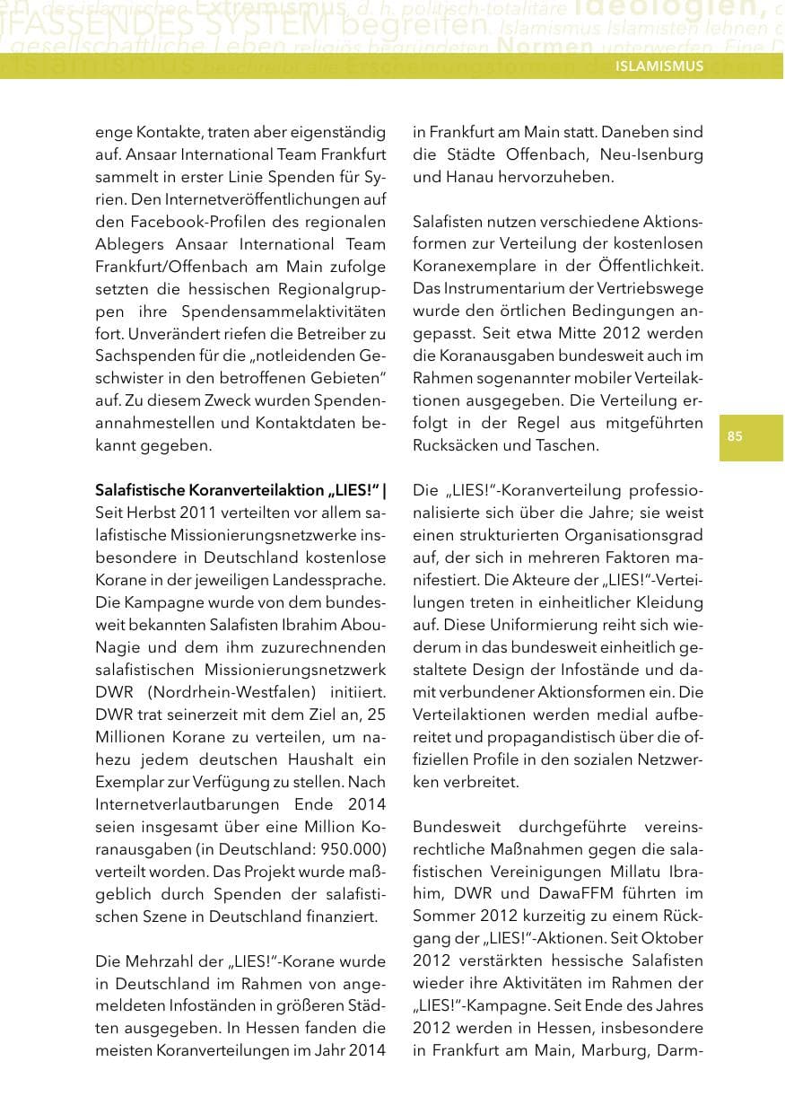 Seite 84 des Verfassungsschutzbericht 2014 Hessen