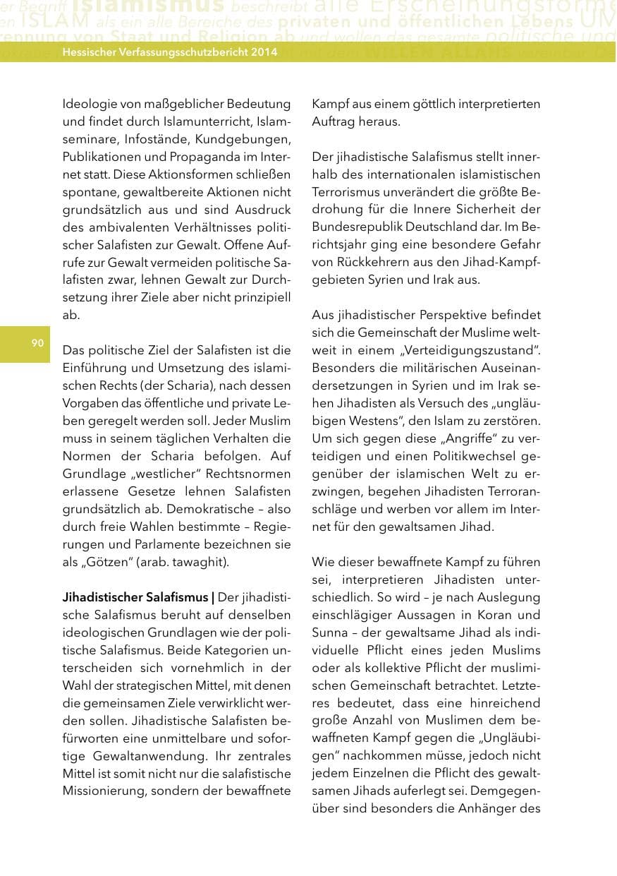 Seite 89 des Verfassungsschutzbericht 2014 Hessen