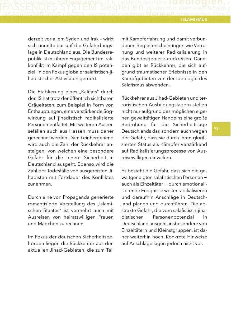Seite 92 des Verfassungsschutzbericht 2014 Hessen