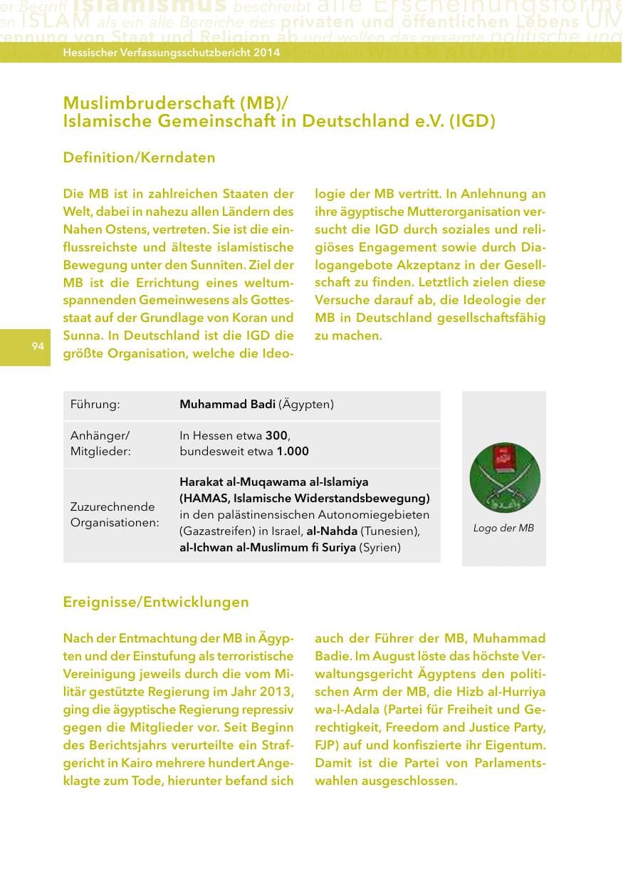 Seite 93 des Verfassungsschutzbericht 2014 Hessen