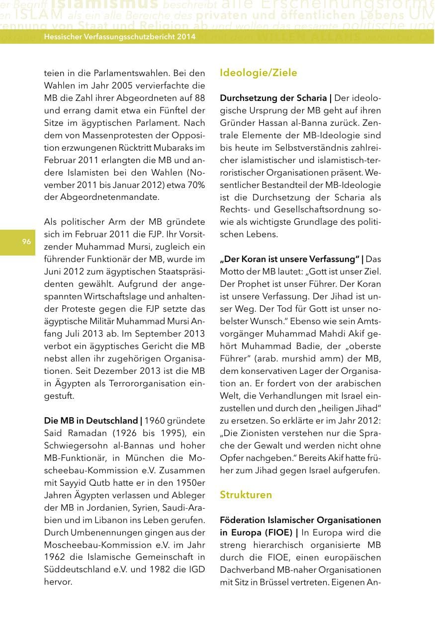 Seite 95 des Verfassungsschutzbericht 2014 Hessen