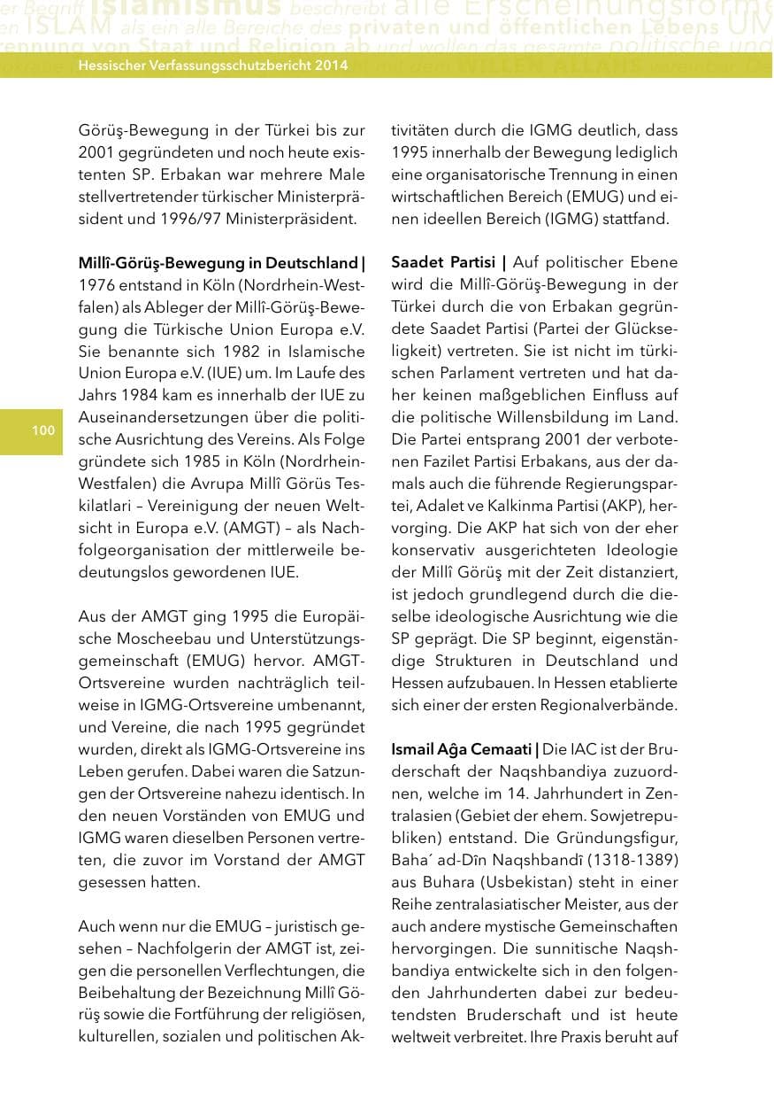 Seite 99 des Verfassungsschutzbericht 2014 Hessen