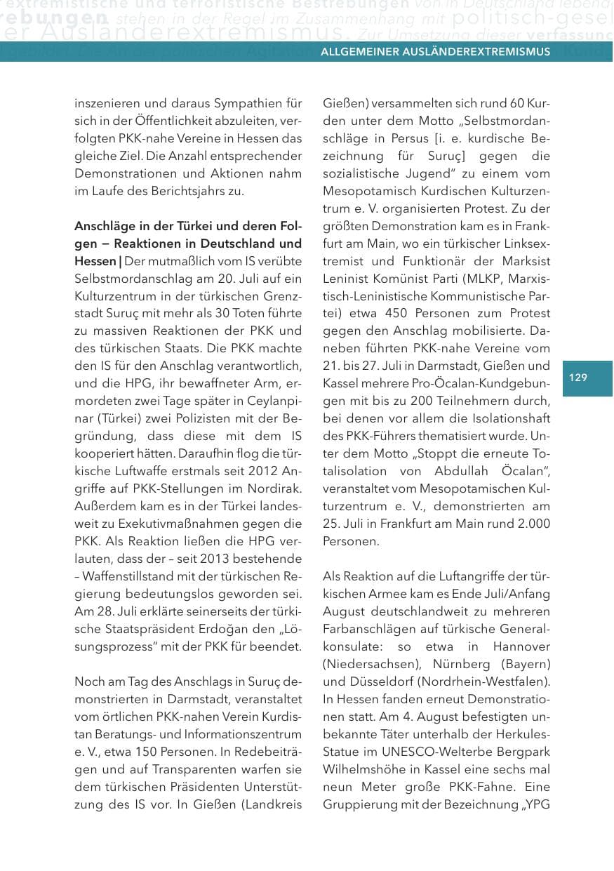 Seite 129 des Verfassungsschutzbericht 2015 Hessen