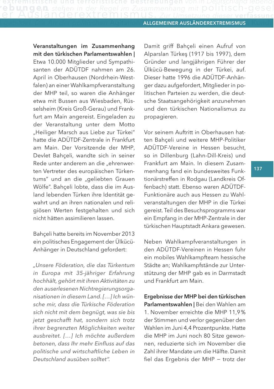 Seite 137 des Verfassungsschutzbericht 2015 Hessen