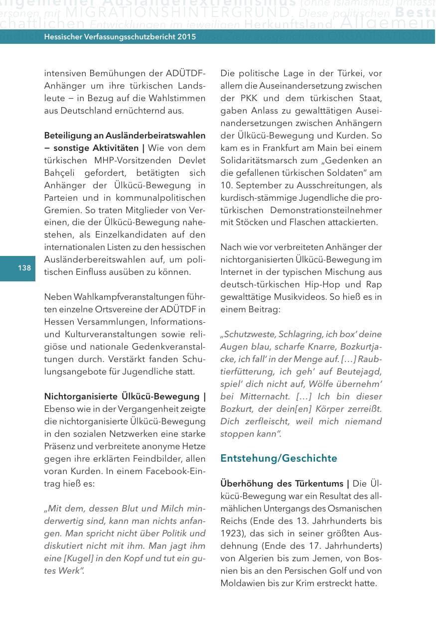 Seite 138 des Verfassungsschutzbericht 2015 Hessen