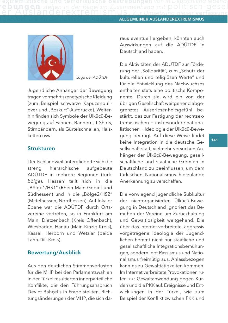 Seite 141 des Verfassungsschutzbericht 2015 Hessen