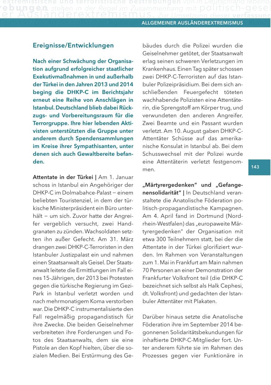 Seite 143 des Verfassungsschutzbericht 2015 Hessen