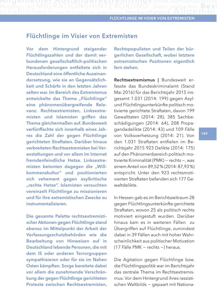 Seite 149 des Verfassungsschutzbericht 2015 Hessen