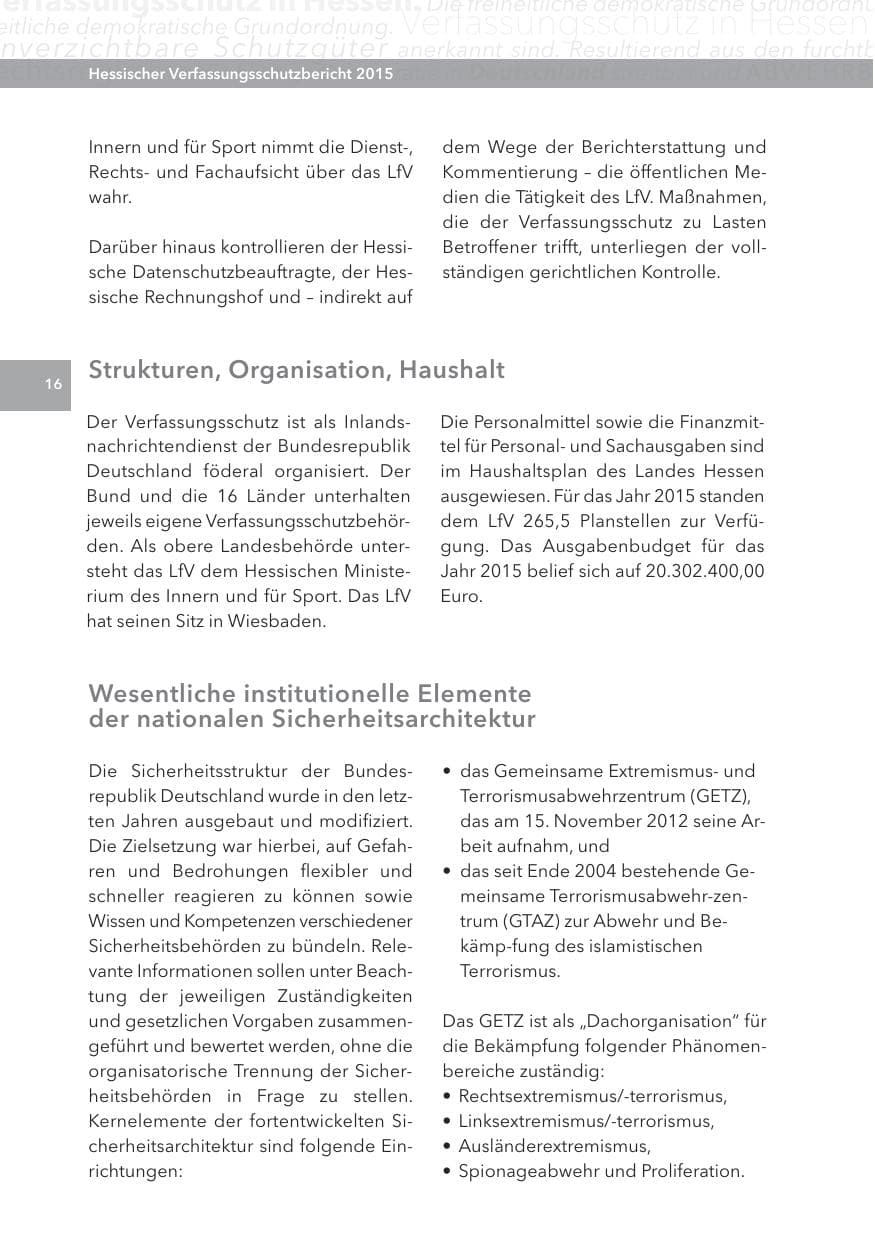 Seite 16 des Verfassungsschutzbericht 2015 Hessen