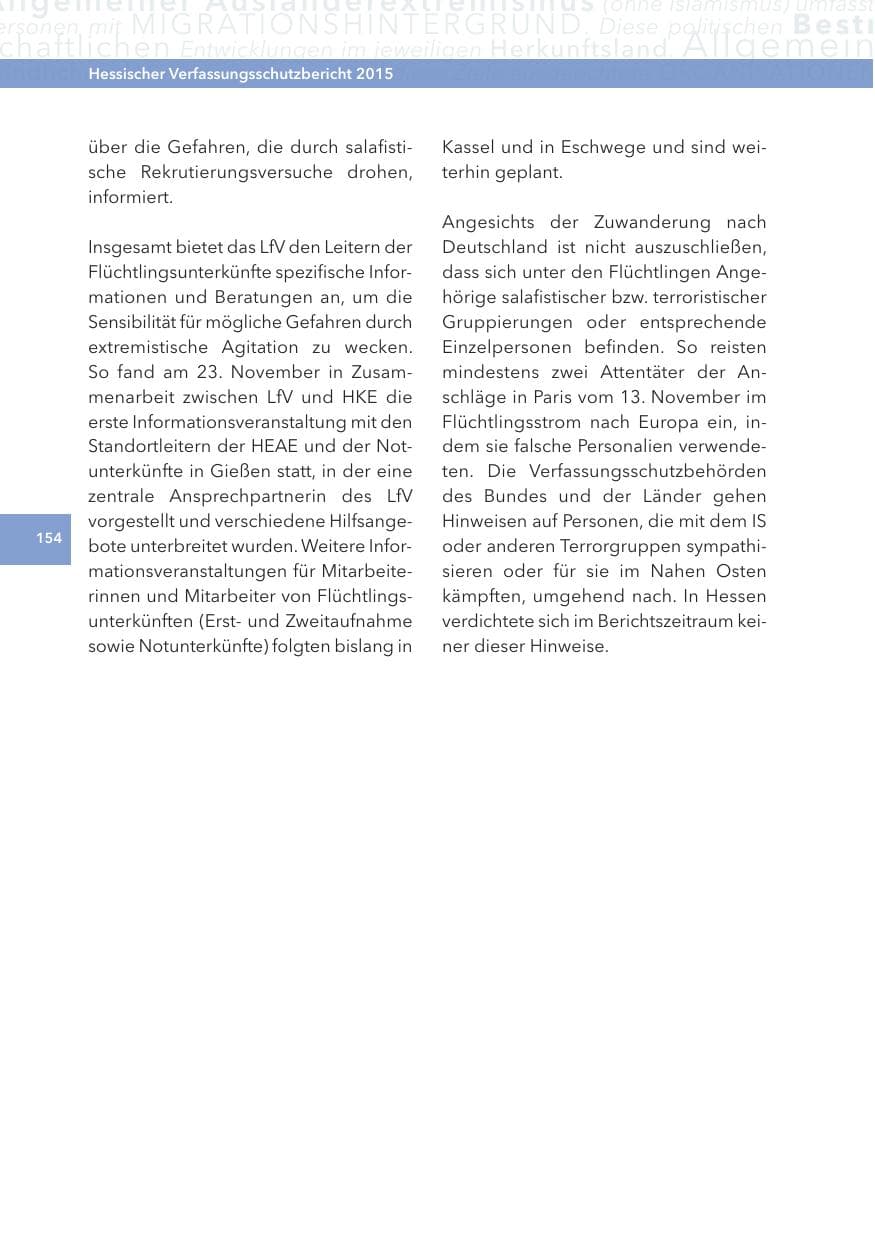 Seite 154 des Verfassungsschutzbericht 2015 Hessen