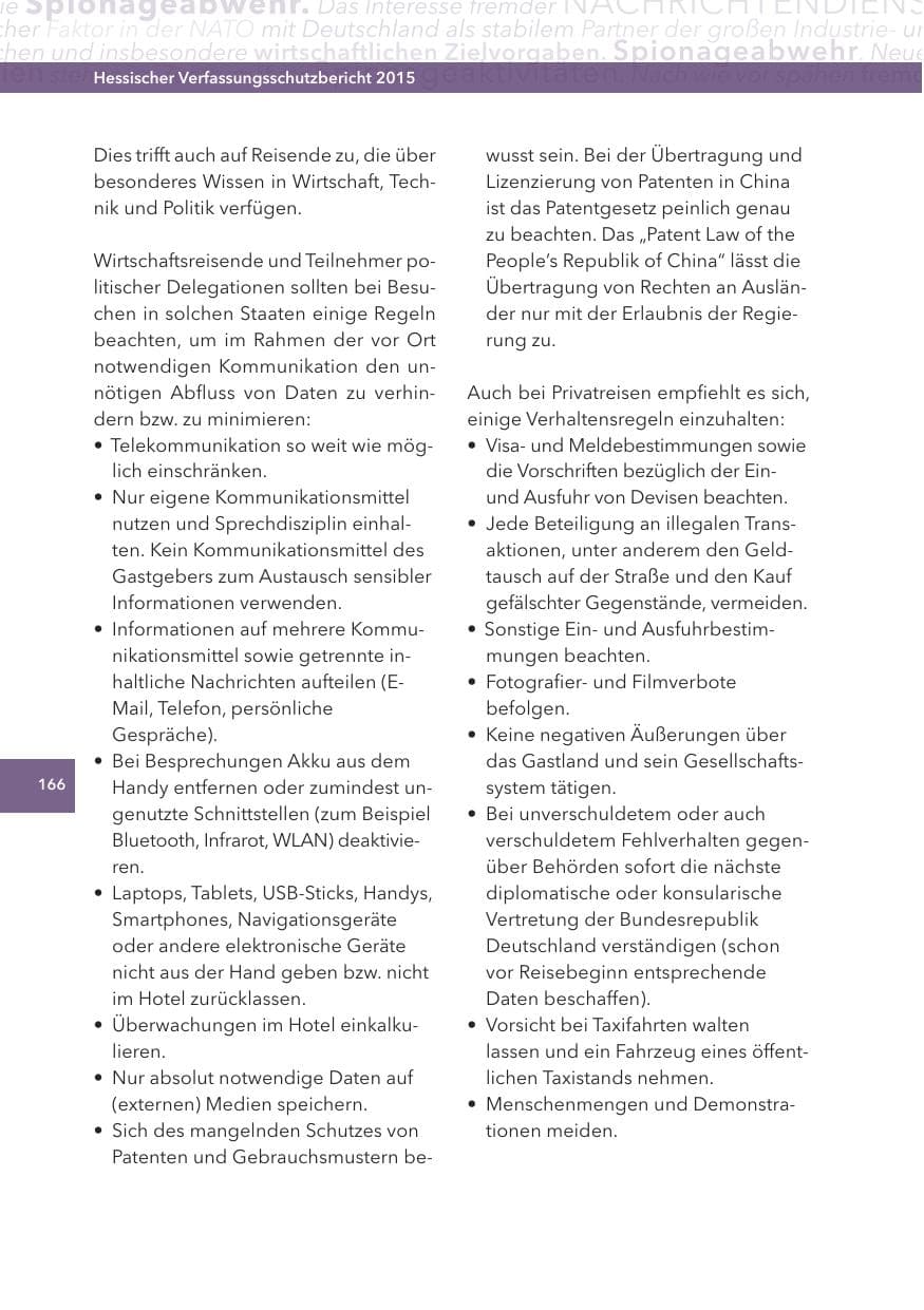Seite 166 des Verfassungsschutzbericht 2015 Hessen