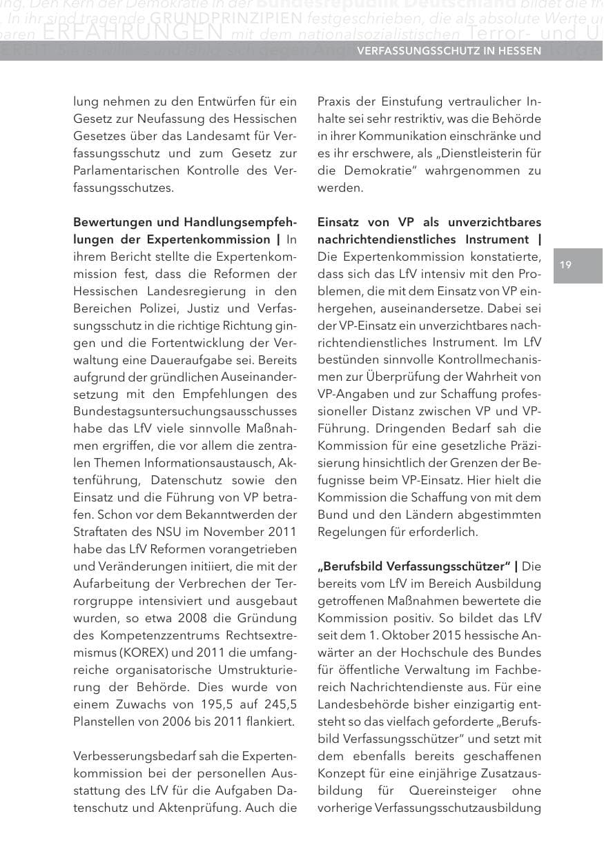 Seite 19 des Verfassungsschutzbericht 2015 Hessen