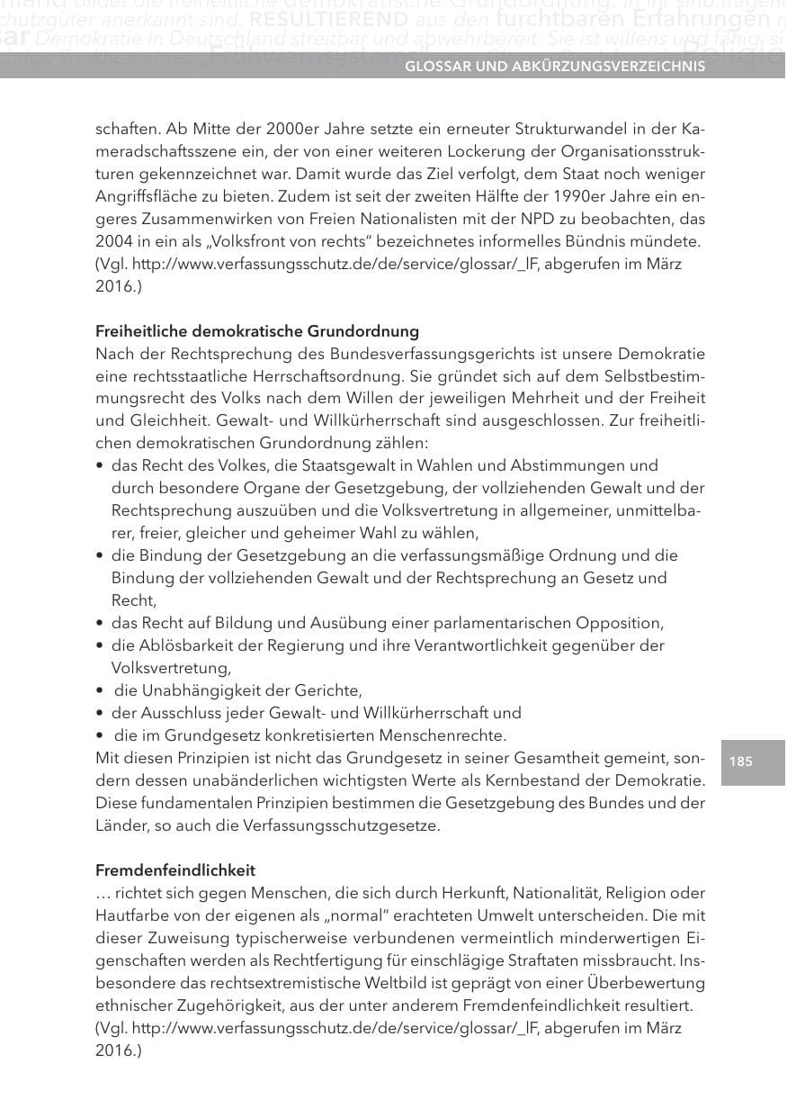 Seite 185 des Verfassungsschutzbericht 2015 Hessen