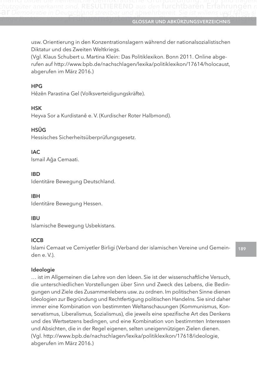 Seite 189 des Verfassungsschutzbericht 2015 Hessen