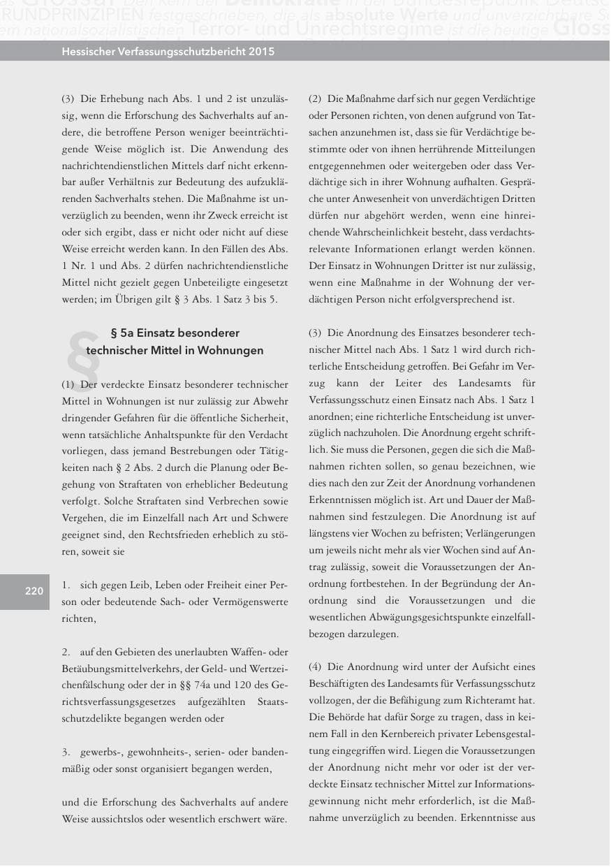 Seite 220 des Verfassungsschutzbericht 2015 Hessen