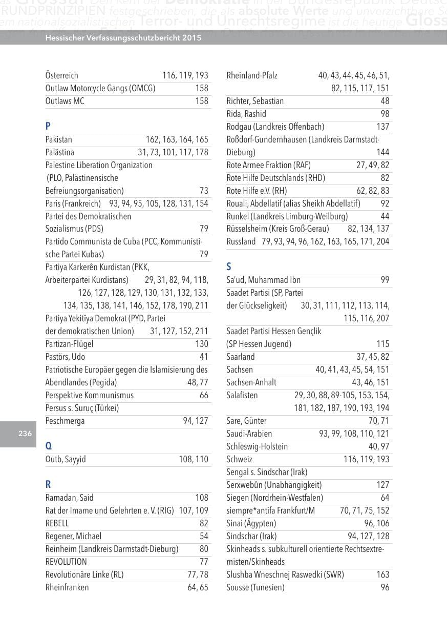 Seite 236 des Verfassungsschutzbericht 2015 Hessen