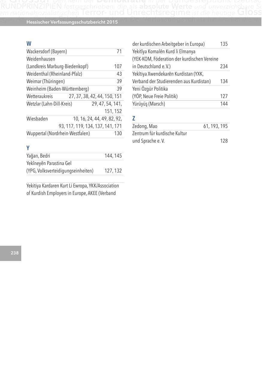 Seite 238 des Verfassungsschutzbericht 2015 Hessen