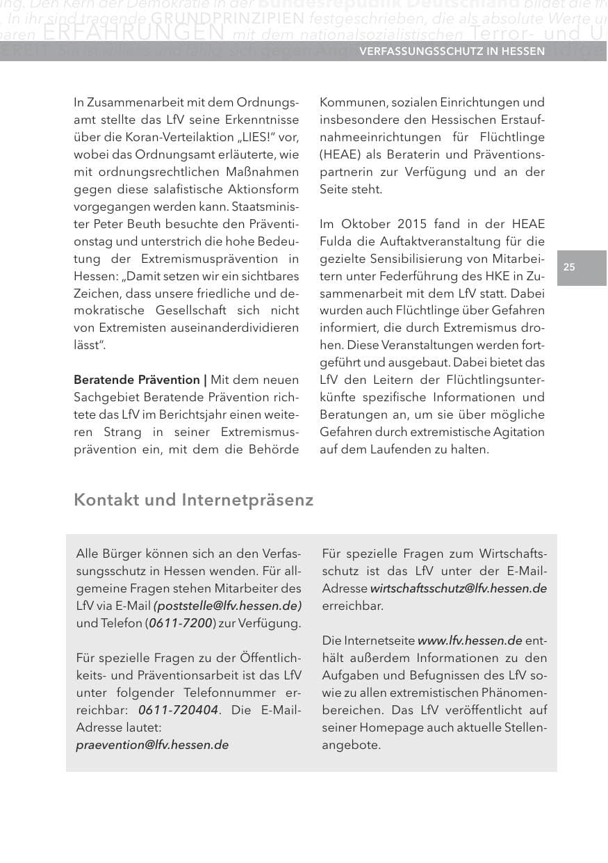 Seite 25 des Verfassungsschutzbericht 2015 Hessen