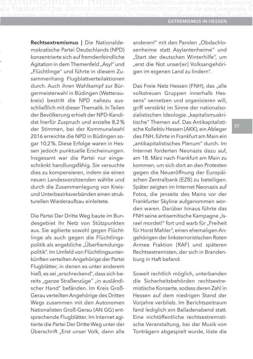 Seite 27 des Verfassungsschutzbericht 2015 Hessen