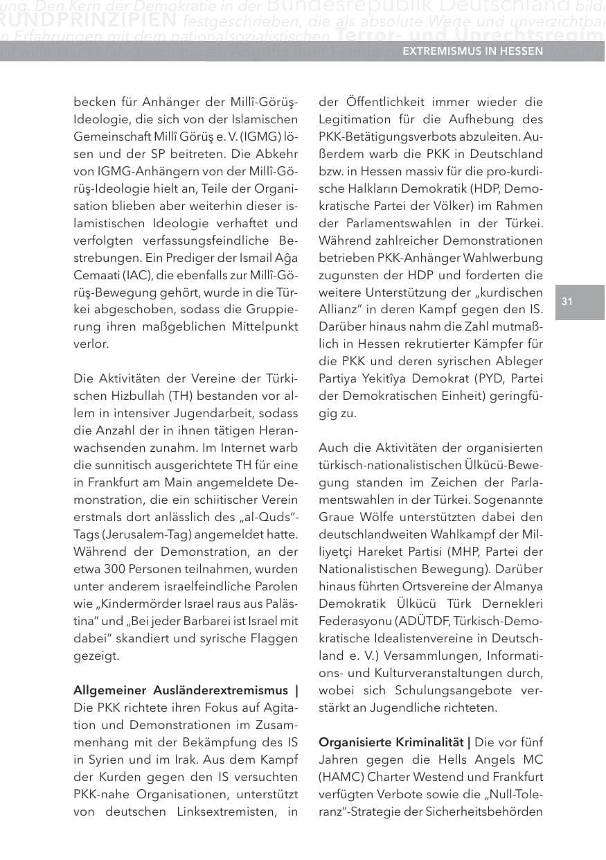 Seite 31 des Verfassungsschutzbericht 2015 Hessen