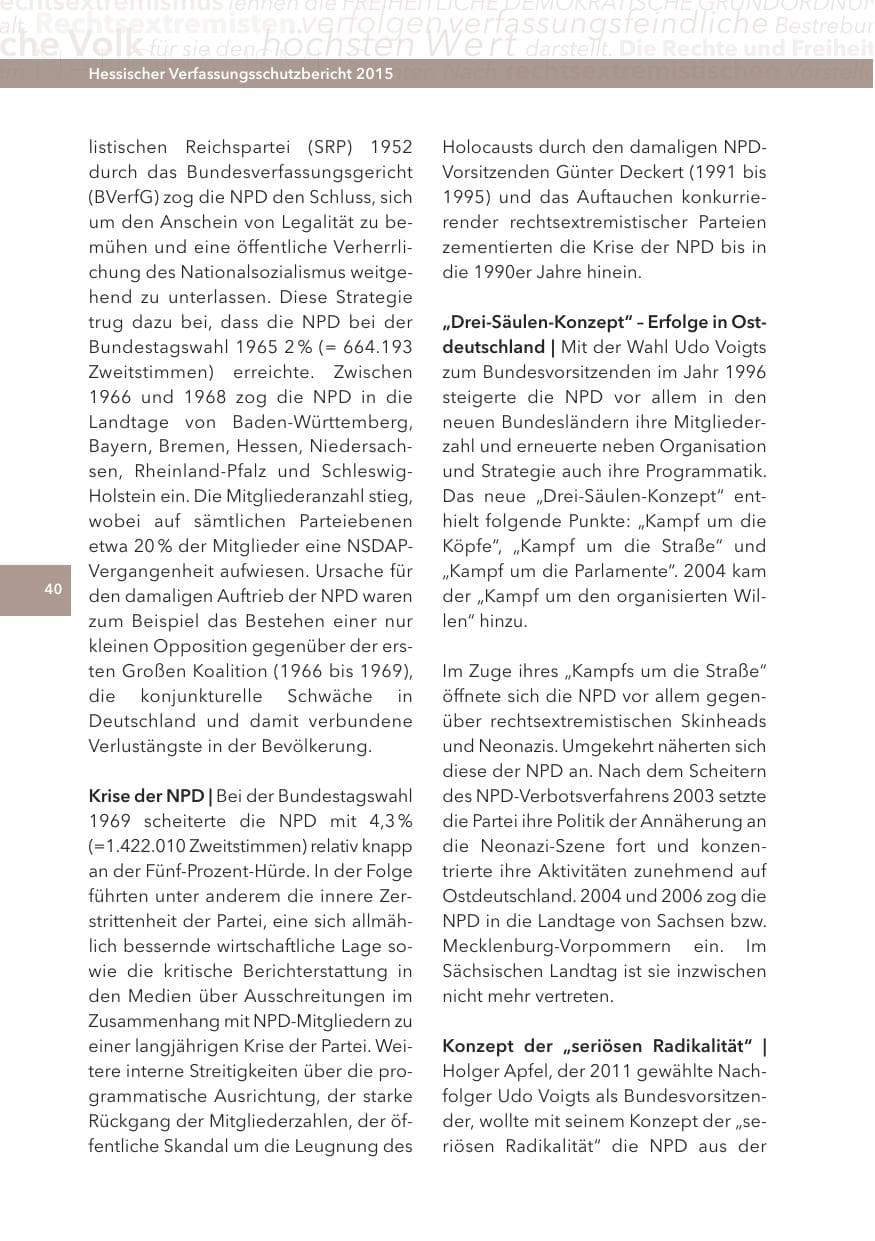 Seite 40 des Verfassungsschutzbericht 2015 Hessen