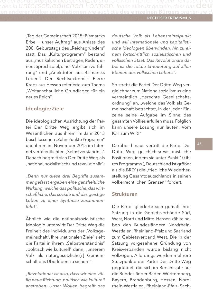Seite 45 des Verfassungsschutzbericht 2015 Hessen