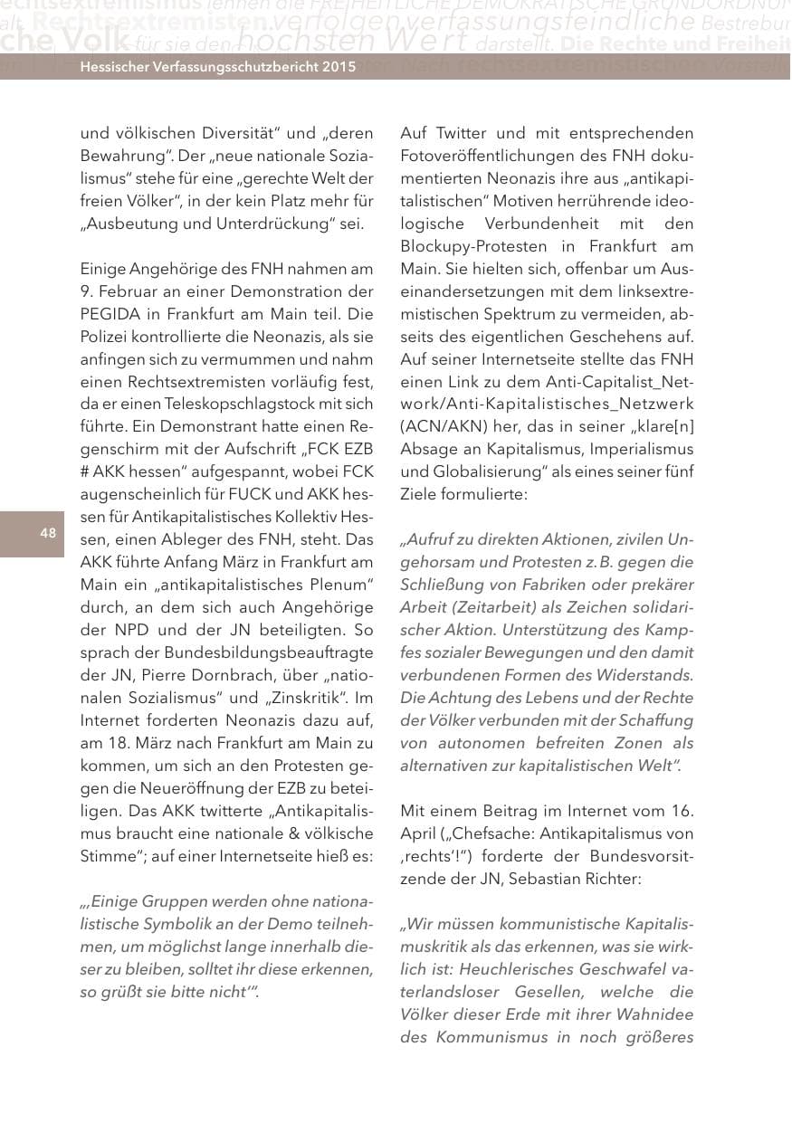Seite 48 des Verfassungsschutzbericht 2015 Hessen