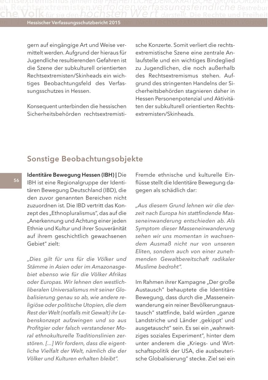 Seite 56 des Verfassungsschutzbericht 2015 Hessen