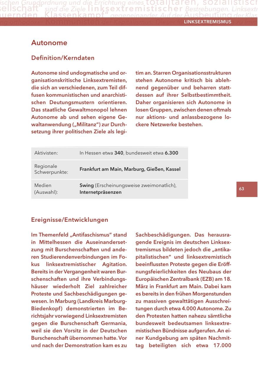 Seite 63 des Verfassungsschutzbericht 2015 Hessen