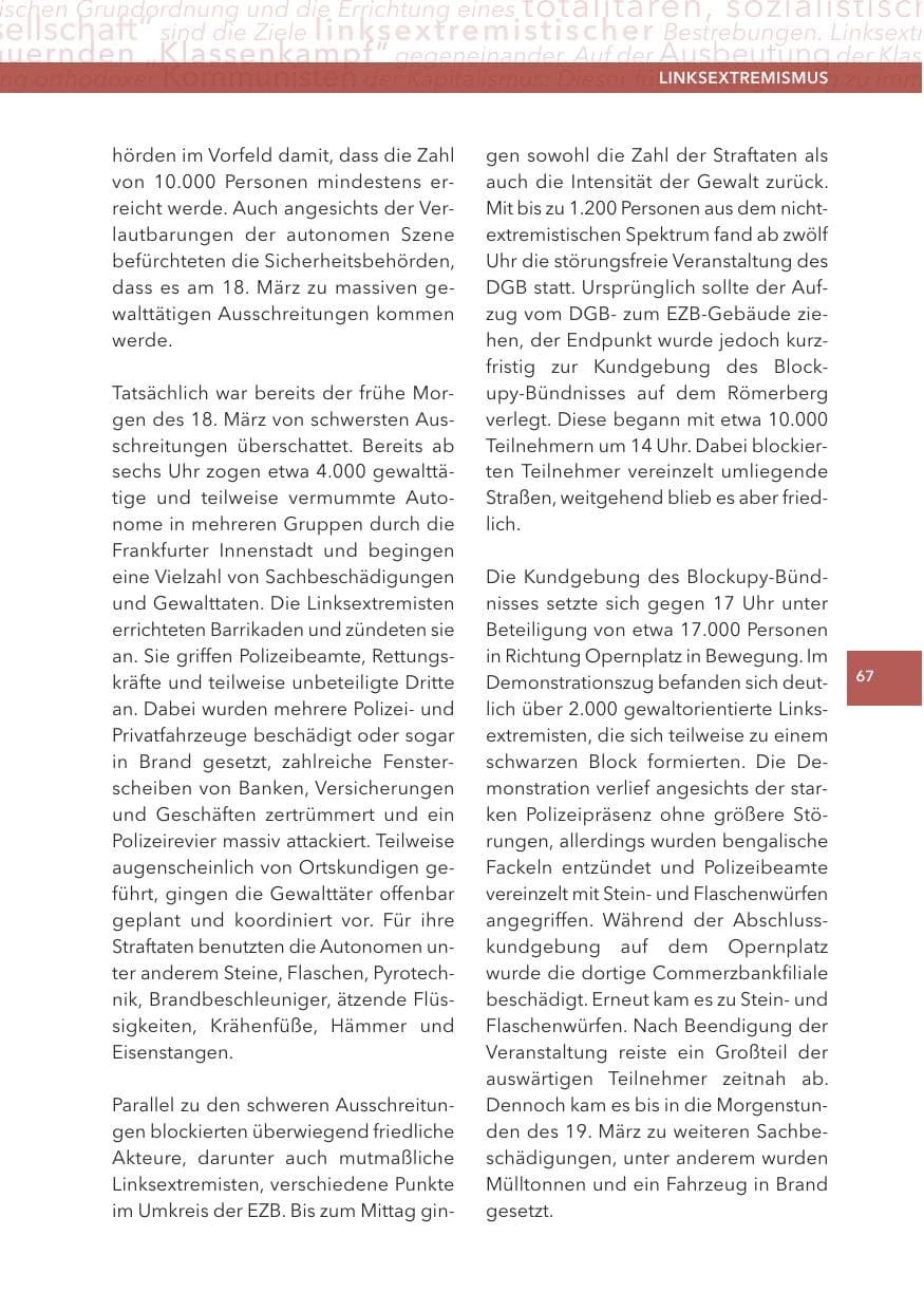 Seite 67 des Verfassungsschutzbericht 2015 Hessen