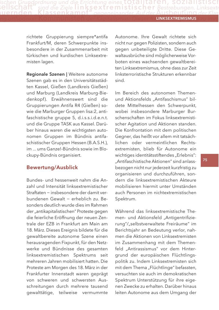 Seite 75 des Verfassungsschutzbericht 2015 Hessen