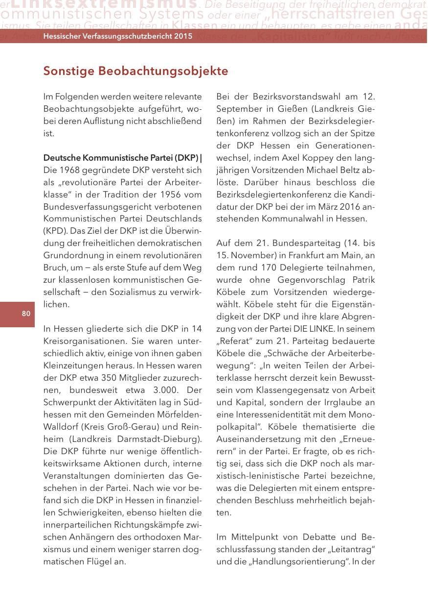 Seite 80 des Verfassungsschutzbericht 2015 Hessen