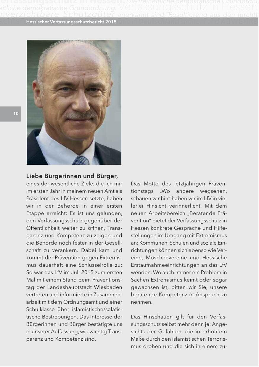 Seite 10 des Verfassungsschutzbericht 2015 Hessen