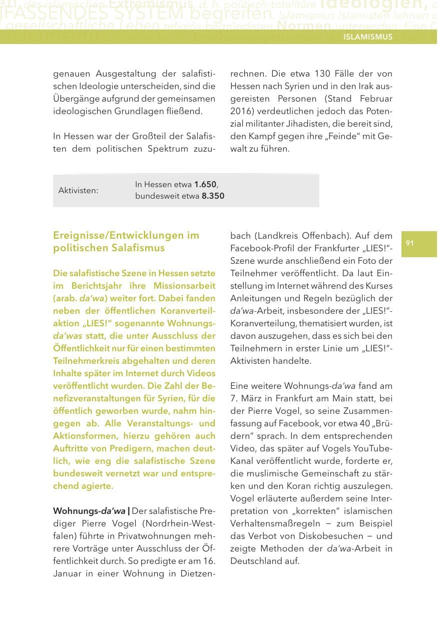 Seite 91 des Verfassungsschutzbericht 2015 Hessen