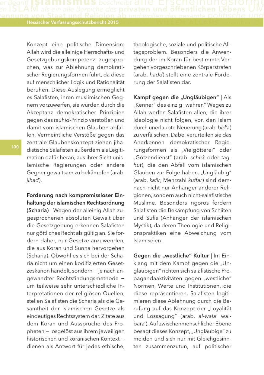 Seite 100 des Verfassungsschutzbericht 2015 Hessen
